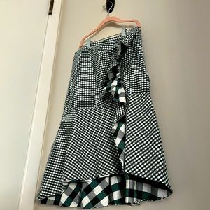 Zara gingham green ruffled skirt